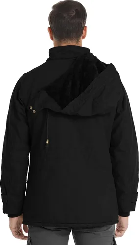 Miniatura 4 de Chaqueta de invierno para hombre, chaqueta militar, chaqueta tipo cargo con forro polar, chaqueta cálida con capucha desmontable, chaqueta