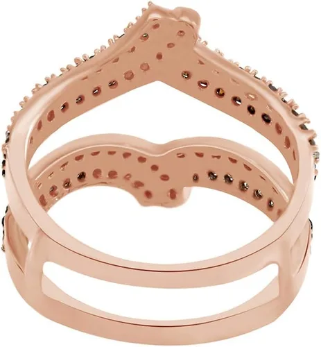 Miniatura 3 de Anillo de compromiso Jewel Zone US marrón y blanco con diamantes naturales para reforzar el anillo de oro sólido de 14 quilates (0,63 quilates)