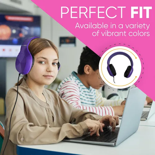 Miniatura 4 de Paquete de 5 auriculares de cuero con cable sobre la oreja con conector de 3.5mm, carcasa metálica ovalada, negro