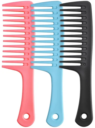Miniatura 13 de Peine de dientes anchos, peine grande desenredante para mujeres y hombres, cepillo de peinado duradero para cabello rizado, largo y húmedo - Cuidado