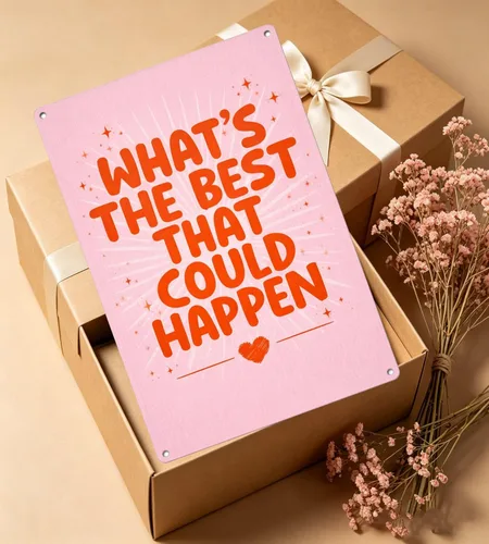 Miniatura 5 de Decoración de pared boho de afirmaciones positivas para oficina, con texto en inglés "Whats The Best That Could Happen", letrero de metal inspirador