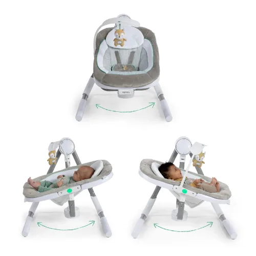 Miniatura 2 de Ingenuity Anyway Sway - Columpio portátil plegable de 5 velocidades y asiento infantil multidireccional con vibraciones, sonidos de la naturaleza