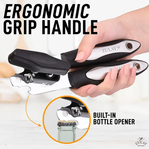 Miniatura 4 de Zulay Kitchen Abrelatas de mano – Abrelatas manual duradero cuchillas de acero inoxidable de corte de borde liso – Abrelatas manual de servicio