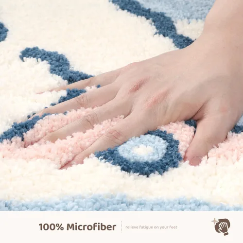 Miniatura 5 de Molesun Tapete de baño de conejo, extra suave y absorbente, lindo, lavable a máquina, tapete antideslizante de animales para bañera, ducha y baño