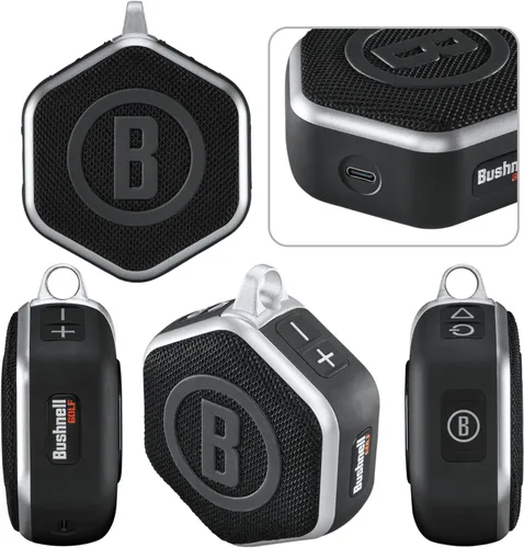 Miniatura 2 de Bushnell Wingman Mini Altavoz Bluetooth GPS negro/plateado con auriculares negros definitivos y cargadores de pared/coche