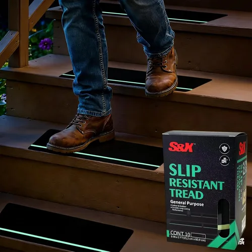 Miniatura 11 de S&X Peldaños de escaleras con cinta antideslizante reflectante de rayas 5 unidades/paquete, peldaños reflectantes de 6 x 24 pulgadas, peldaños