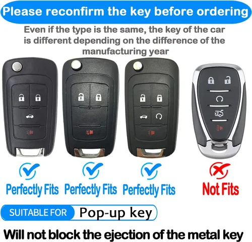 Miniatura 2 de para Chevrolet Funda para Llavero con Llavero de TPU de Protección Completa Compatible con Equinox Camaro Cruze Malibu Sonic Volt Park Impala Buick
