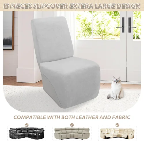 Miniatura 222 de Arfntevss Fundas de sofá seccional reclinable de terciopelo, Funda de sofá seccional de esquina para sofá reclinable, Funda elástica suave