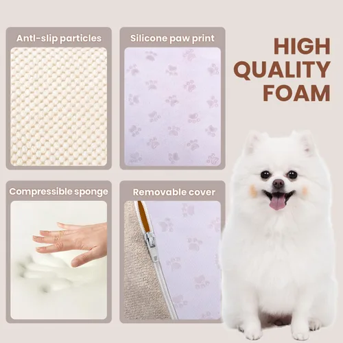 Miniatura 4 de Escaleras para perros pequeños, rampa de espuma de alta densidad para perros, escalones extra anchos antideslizantes para camas altas o sofá