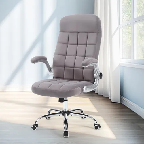Miniatura 10 de Silla de oficina en casa de tela, cómoda, silla de escritorio ejecutiva de terciopelo con respaldo alto con brazos abatibles, sillas de oficina Azul