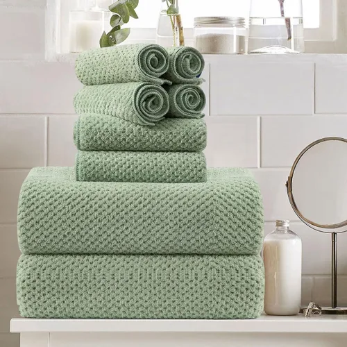 Miniatura 18 de Juego de 8 toallas de baño grandes azules para la familia - 2 sábanas de toalla de baño extragrandes, 2 toallas de mano, 4 paños - 600GSM suaves