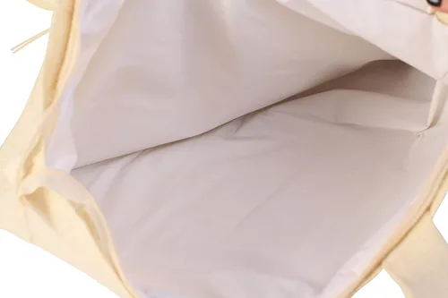 Miniatura 6 de Bolsa de yute con cierre de cremallera con cristales y borlas para playa color crema