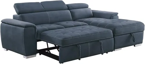 Miniatura 9 de Lexicon Cheyenne Sofá cama modular convertible, diván derecho, color azul