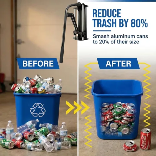 Miniatura 3 de Trituradora de latas de aluminio con montaje en pared resistente – Trituradora de latas de estaño y botellas de plástico para reciclaje