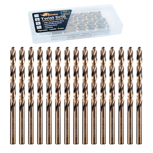 Miniatura 21 de (20PCS) Broca de cobalto de 1/8", brocas de metal HSS M35 para acero, acero inoxidable, hierro fundido, plástico duro y madera