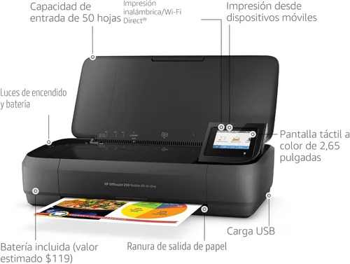 Miniatura 2 de Impresora móvil todo en uno HP Officejet 250 (cz992 a), Negro