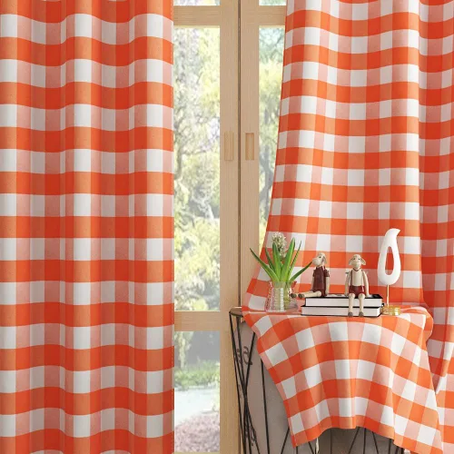 Miniatura 10 de UPOPO Cortinas de ventana Buffalo Check 122 cm de largo, cortinas de algodón para sala de estar, paneles de cortina a cuadros para dormitorio