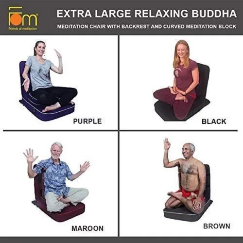 Miniatura 6 de Friends of Meditation Silla de meditación extra grande Silla de piso con soporte de respaldo Sillas de yoga para adultos Silla plegable Negro