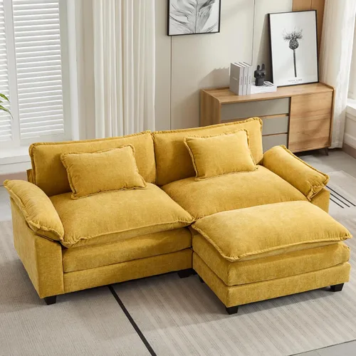 Miniatura 71 de Oprisen Sofá Seccional Modular, Cómodo Cloud Couch Sofá Seccional, Sofá Cama de Chenilla con Asiento Profundo con Almohadas Decorativas para Sala