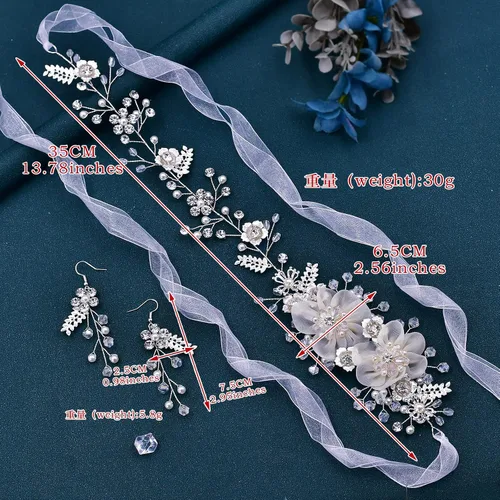 Miniatura 5 de ULAPAN Diademas de boda para novia, tocados de vid para el cabello, diamantes de imitación, accesorios para el cabello de cristal plateado