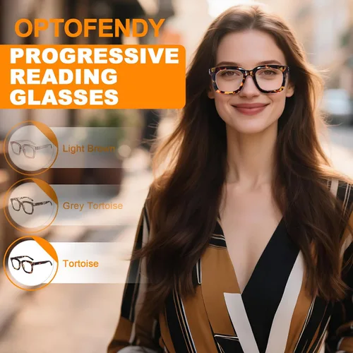 Miniatura 7 de Anteojos de lectura multifocales progresivos para mujer, para lectura de computadora con luz azul cuadrada de gran tamaño con bisagra de resorte