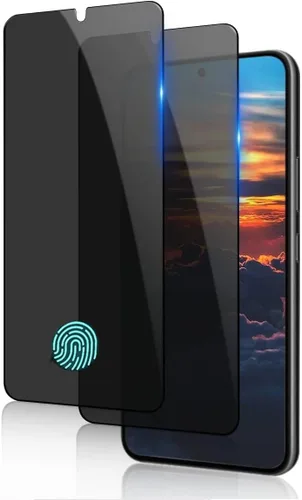 Protector de pantalla de privacidad de vidrio templado para Samsung Galaxy S23 de 6.1 pulgadas, compatible con huellas dactilares, resistente a los