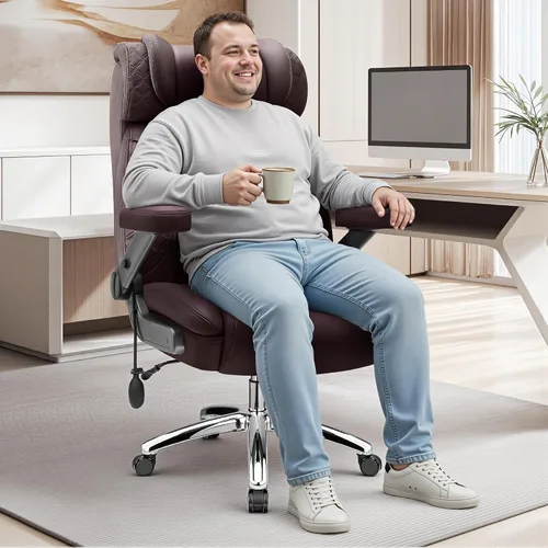 Miniatura 2 de Silla de Oficina para Escritorio, Silla Ejecutiva de Oficina para Computadora Grande y Alta, Silla de Oficina Extra Ancha de 500LBS de Alta Café