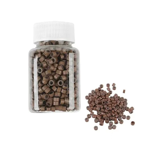 Miniatura 5 de 500 anillos de silicona con microeslabones de 0.197 in para extensiones de cabello, herramientas de microenlaces de aluminio para extensiones