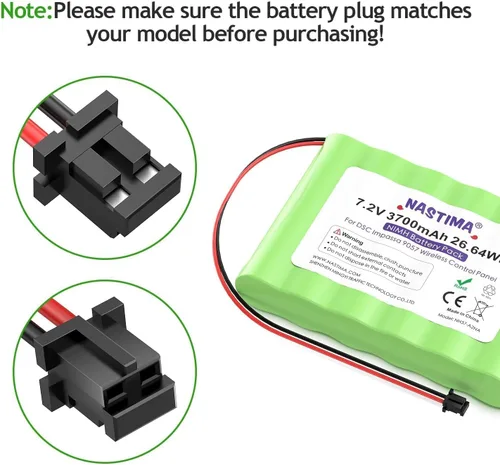 Miniatura 2 de NASTIMA NIMH Reemplazo de batería para ADT DSC IMPASSA 9057 SCW9055 SCW9057 BH7236-SS 17000145 17000152 Sistema de seguridad inalámbrica