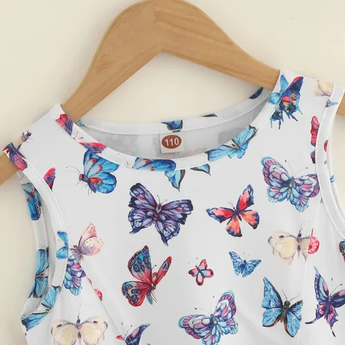 Miniatura 5 de Vestidos de verano para niñas, sin mangas, con bolsillo, vestido de sirena de mariposa, vestido casual de verano para niñas de 3 a 12 años