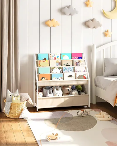 Miniatura 3 de CHOEZON Estantería para niños, estantería de 4 niveles para niños, organizador de almacenamiento de libros y juguetes de gran capacidad, estante