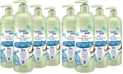 Miniatura 5 de Suave Kids Aceite de Coco Natural 3 en 1 Sin Lágrimas, Gel de Baño, Champú y Acondicionadores, Sin Sulfatos, Sin Parabenos, Sin Siliconas, Sin
