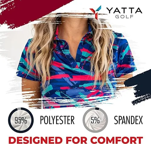 Miniatura 5 de YATTA Golf Polo de golf prémium para mujer, secado rápido, resistente a las arrugas y absorbe la humedad, trajes de golf para mujer