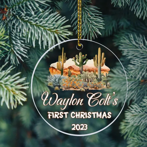 Miniatura 5 de Adornos personalizados de primera Navidad para bebés 2023, adorno del desierto de cactus, adorno de la primera Navidad del bebé, adornos Bebé 16