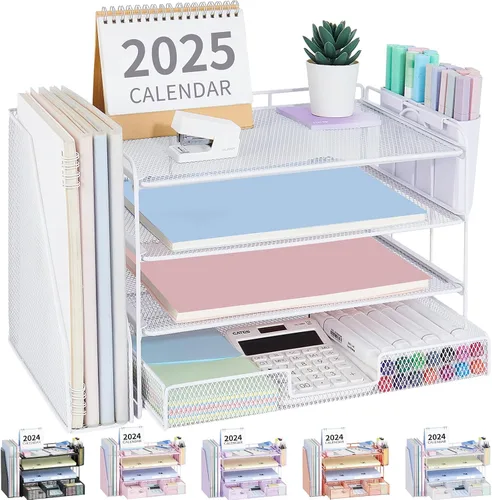 Miniatura 13 de OPNICE - Organizadores de escritorio y accesorios, para espacio de trabajo, suministros de oficina, organizador de archivos con 2 soportes para Negro