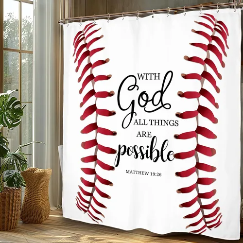 Miniatura 4 de Miyotaa Juego de cortina de ducha con texto en inglés "Baseball Sports", de 60 pulgadas de ancho x 71 pulgadas de alto, para adolescentes y hombres