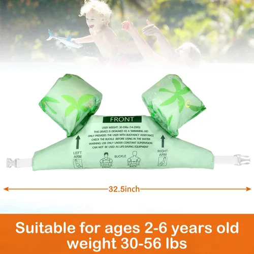 Miniatura 5 de Chaleco de natación para niños pequeños, flotadores de piscina para niños de 20-30-50+ libras, puente de natación para charco/playa, niños y niñas