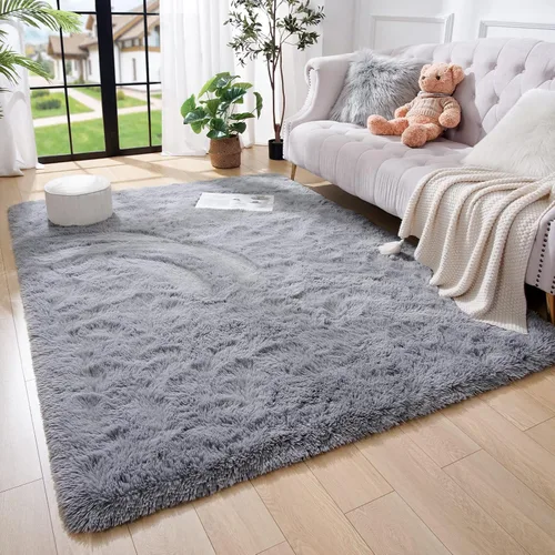 Miniatura 26 de Amearea Alfombra de Área Peluda Esponjosa para Dormitorio de Niños Sala de Estar, Extra Suave y Difusa Alfombras Peludas, Antideslizante, Alfombra