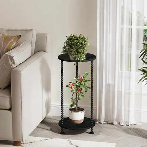 Miniatura 4 de YINMIT Soporte para plantas de interior, soporte para plantas pequeñas de 2 niveles, postes de metal de 23 pulgadas de alto, soporte de maceta