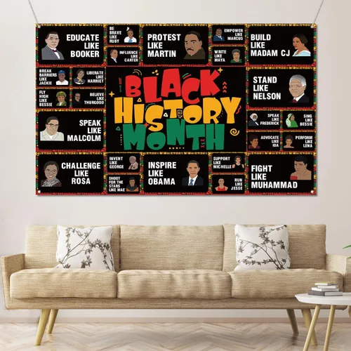 Miniatura 4 de Sunwer Decoración del mes de la historia negra, telón de fondo de cabina de fotos de junio, carteles de arte para la escuela afroamericana, póster