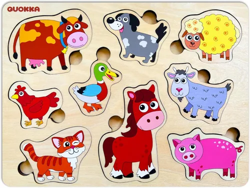 QUOKKA - Rompecabezas de madera de animales de granja para niños de 3 a 5 años - Rompecabezas para niños de 1 a 3 años - Regalo de juguetes