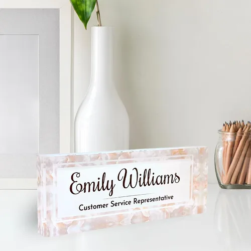 Miniatura 7 de Placa de Nombre de Escritorio de Acrílico Transparente Grueso Personalizada de 8x3" con Logo Personalizado - Decoración Profesional de Oficina