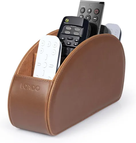 Miniatura 3 de Londo Soporte para control remoto con 5 bolsillos, para guardar DVD, Blu-Ray, TV, Roku o Apple TV, controles remotos de piel sintética con forro