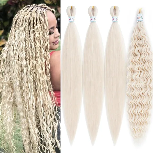 Miniatura 39 de Cabello para trenzar rizado ondulado negro 1B preestirado de onda oceánica profunda de ganchillo bohemio para trenzar de 16 pulgadas, 2 paquetes