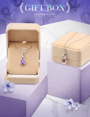 Miniatura 5 de Joyería fina con piedra natal para mujer, piedra preciosa natural, topacio amatista, ópalo, granate, peridoto y citrino, plata de ley, collar