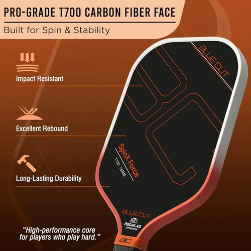 Miniatura 3 de Blue Cut Pickleball Paddle – USAPA Approved Pickleball Paddles Racket with T700 Carbon Fiber, 16mm Honeycomb Core, Spin Surface, Pro Power Speed &