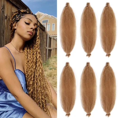 Miniatura 29 de Cabello afro trenzado elástico de 24 pulgadas 3 paquetes Cabello afro trenzado elástico Cabello afro para trenzado en crochet (24 pulgadas