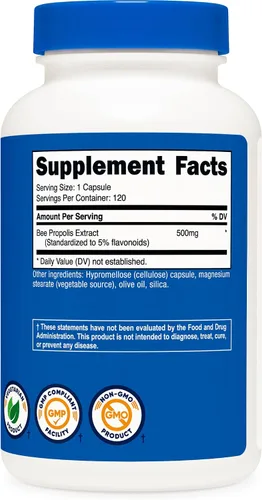 Miniatura 5 de Nutricost Suplemento de propóleo de abeja con 5% de flavonoides (500 mg / 120 cápsulas)