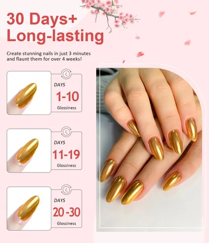 Miniatura 4 de Polvo para Uñas Cromado BISHENGYF -【Efecto de Hadas】Polvo Cromado Dorado para Uñas Aurora Sirena Perla Blanca Rosa Cromado para Uñas, Pigmento