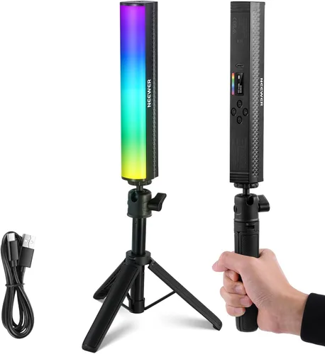 Miniatura 14 de NEEWER Vara de Luz Magnética Manual Básica, Luz de Video LED Mini RGB Completa de 360°, Batería de 2500mAh, Luz de Tubo de Cámara Ajustable